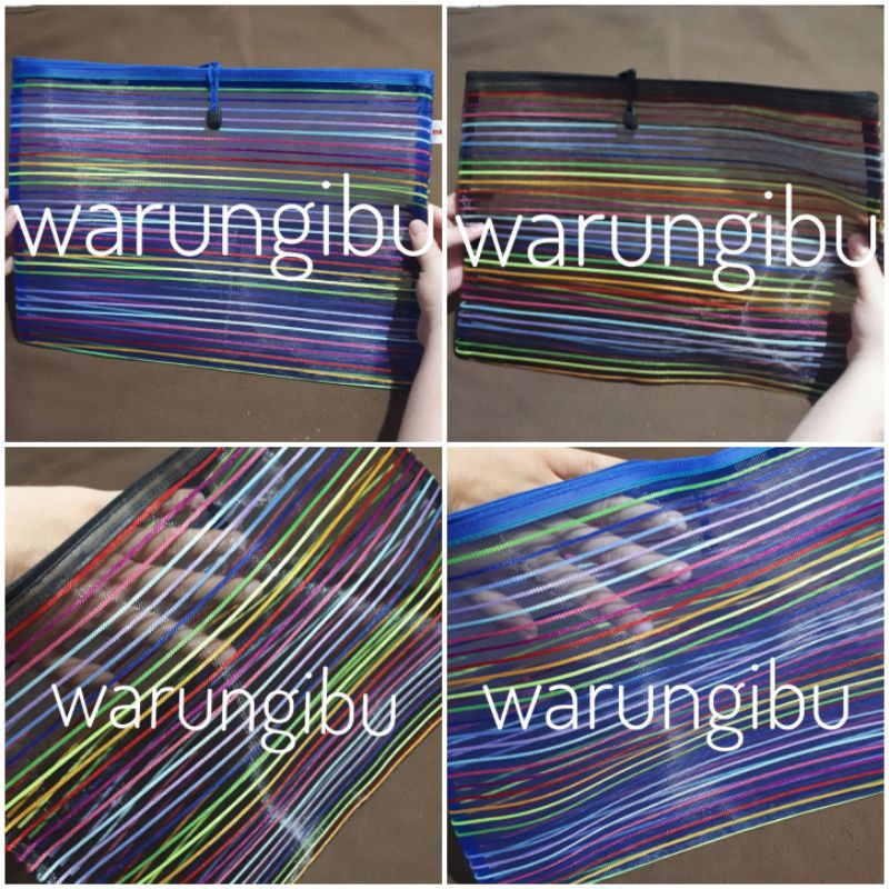 Map Kain Jaring Tile Zipper Organizer File Resleting Transparan
