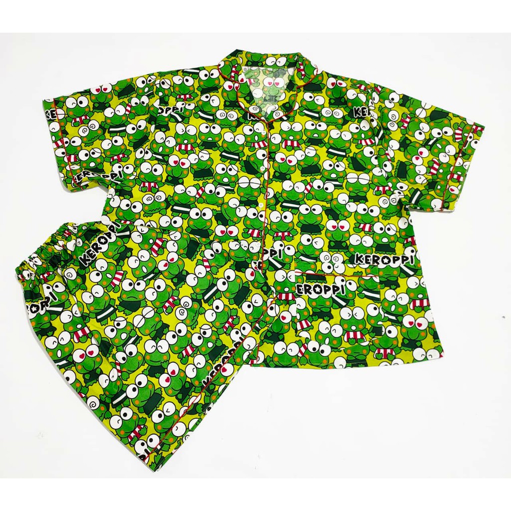 Piyama jumbo celana pendek/hotpant big size LD 130 / set baju tidur lengan pendek karakter cewek-HPJ/5L KEROPPI