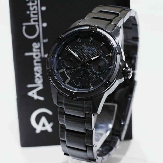 Jam Tangan Wanita Alexandre Christie 6385 Hitam Rantai ORIGINAL