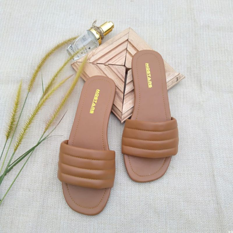 mqstars Sandal Flat WanitaTeplek Sendal Slop Empuk Gemoy Terbaru