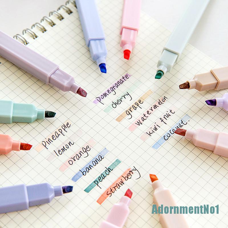 [AdornmentNo1]6 pcs/set Children Stationery Candy Color Fluorescent Marker Pens Highlighter