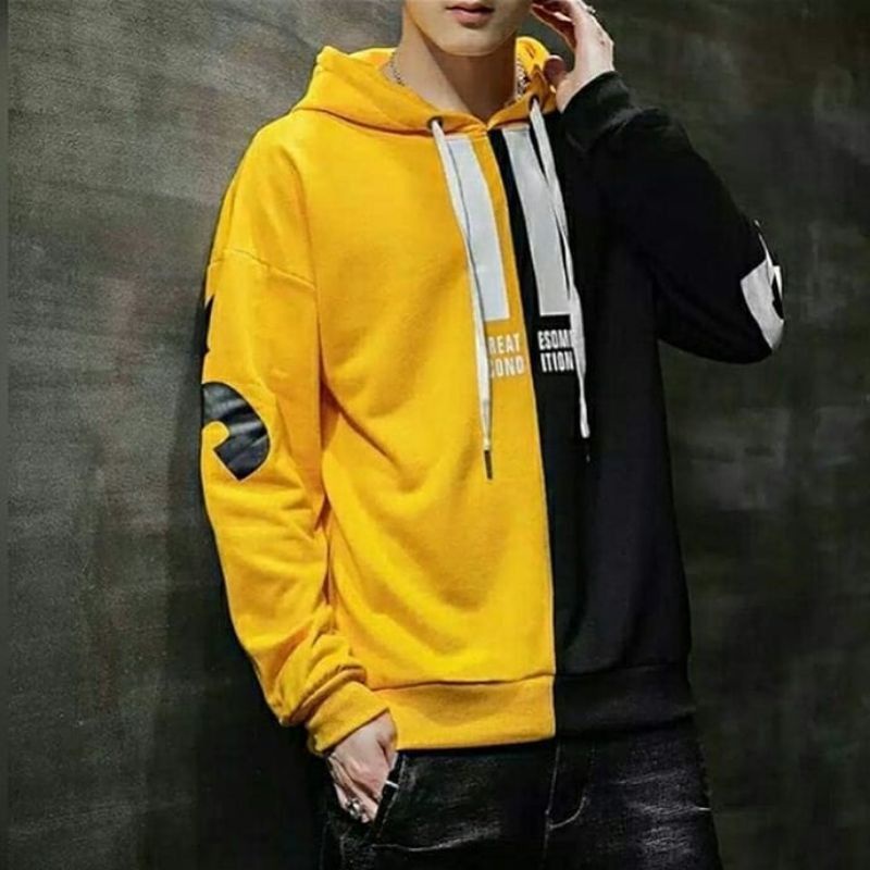 BECAUSE Hoodie Sweater Jacket Oversize Pria Outerwear Kekinian Gaya Casual &amp; Simple Korean Style
