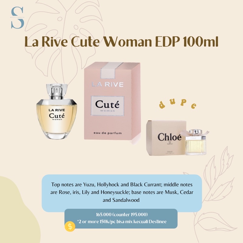 La Rive Cute Woman EDP 100ml | Parfum Wanita Bedak Floral dupe Chloe