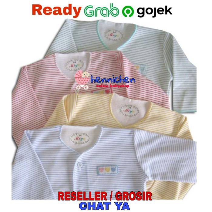 Baju Bayi MIYO 4 Pcs Lengan Panjang Salur Newborn (0-3M)| Baju Bayi / Perlengkapan Bayi Baru Lahir