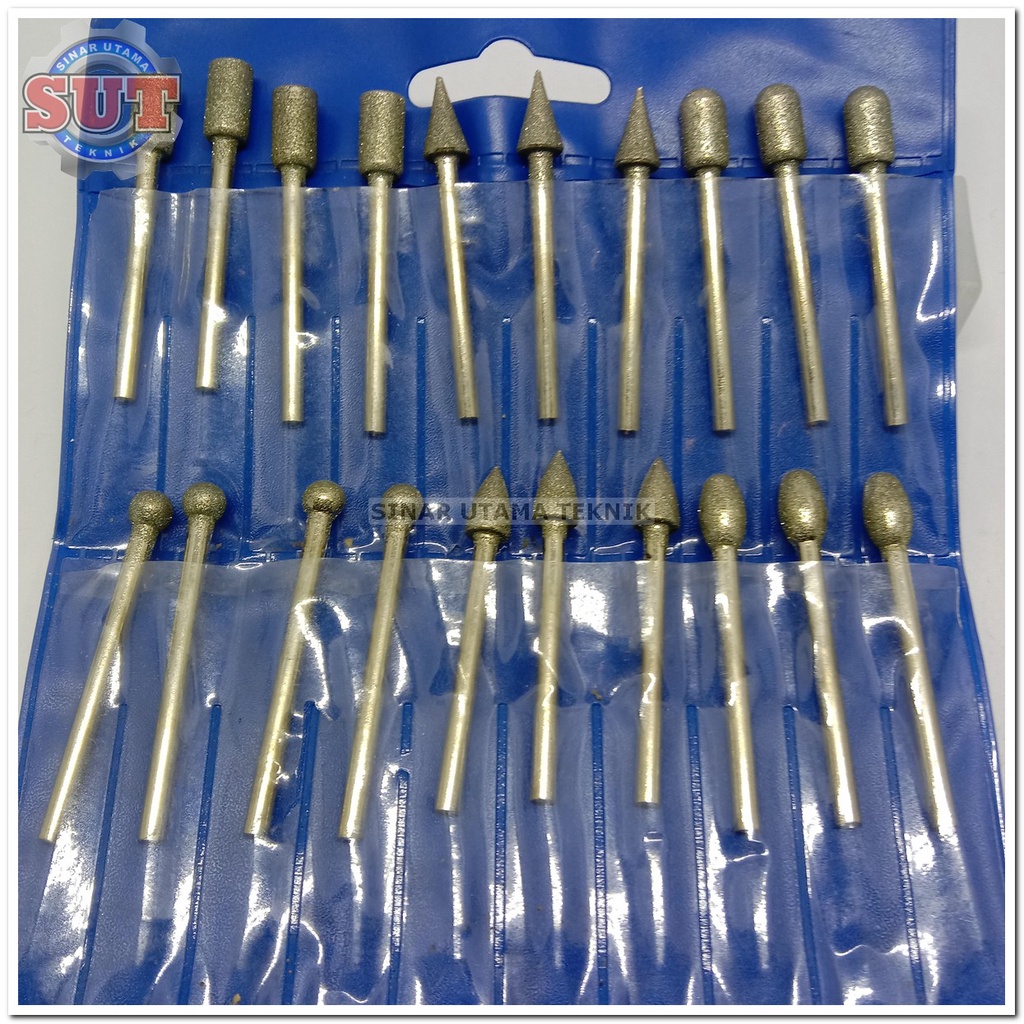 Diamond Pointer 6x3mm Mata Batu Poles Asah Isi 20 Pcs