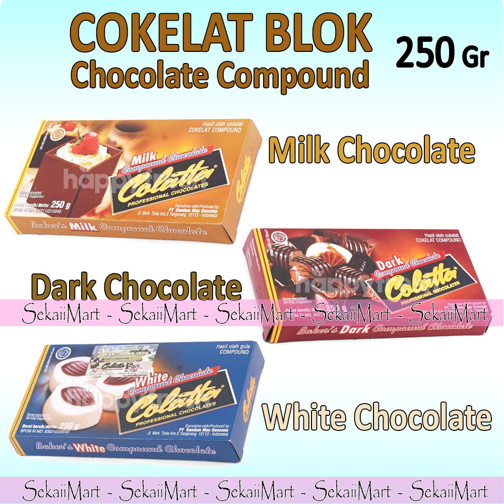 

COLATTA Cokelat Hitam / Putih / Susu Blok - COLATA Chocolate Compound Dark / Milk / White 250g