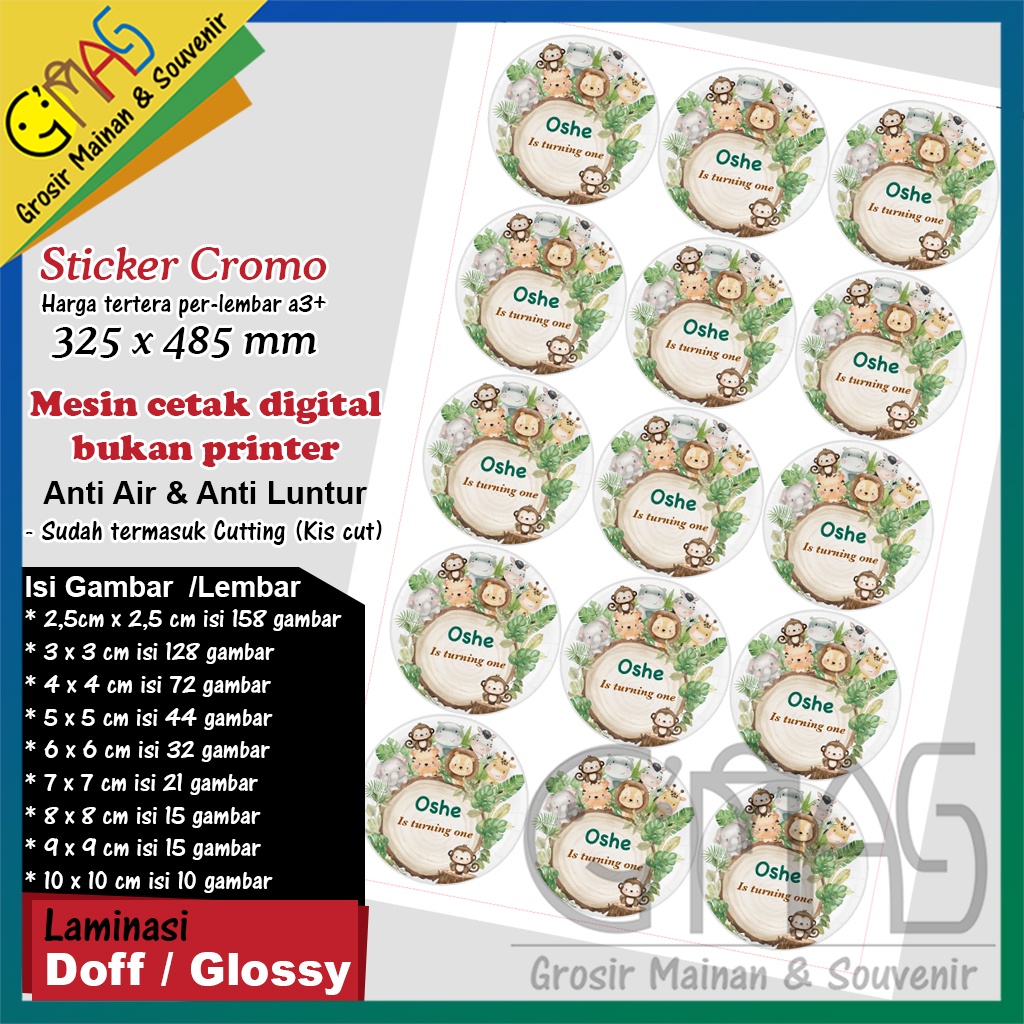 

Cetak stiker Cutting Stiker cromo A3+ Custom Stiker DOFF GLOSSY