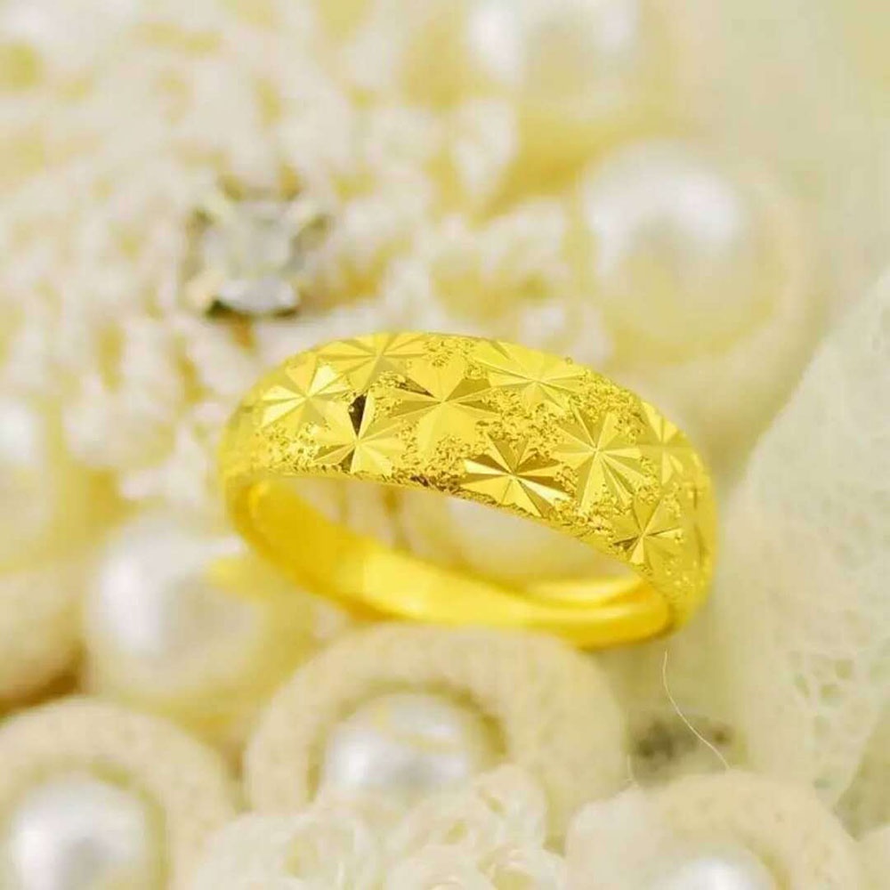 Cincin Model Terbuka Adjustable Desain Gypsophila pateern Warna Emas Gaya retro Untuk Wanita