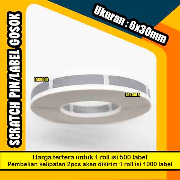 

1000 pcs 6x30 mm Scratch Pin label gosok Sticker Gosok 6x30 mm