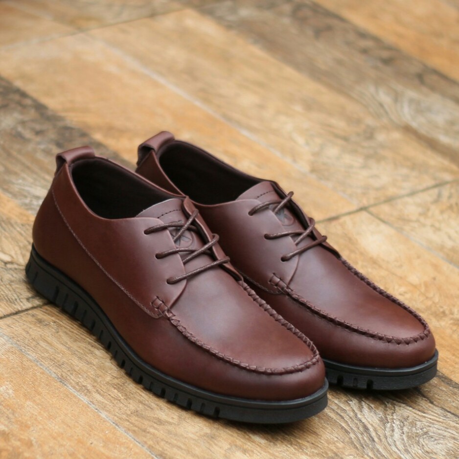 Swiss Brown | Sepatu Kulit Casual Formal Pantofel Pria Cowok Derby Original Footwear | FORIND Kenzio