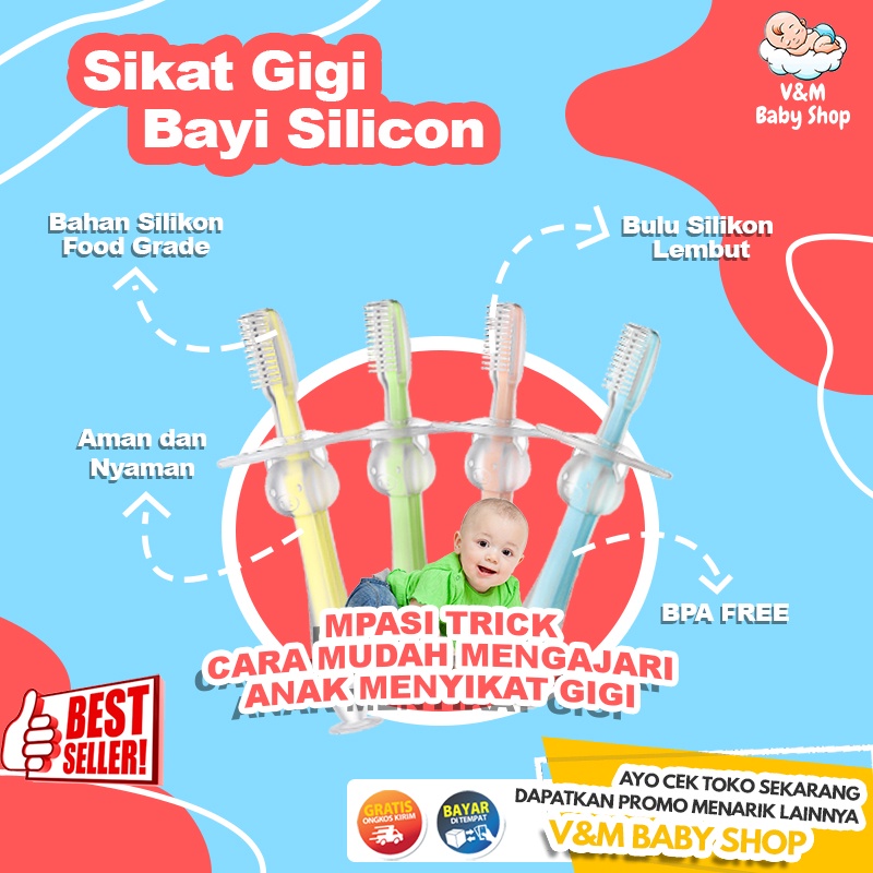 VnM076 | Sikat Gigi Bayi Silicon / Teether Sikat Gigi Silikon / Finger Tooth Brush / Pembersih Mulut Bayi / Perlengkapan Mandi Bayi