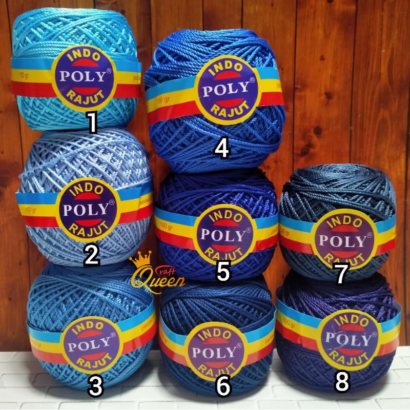 Benang rajut POLY INDO KILAP varian biru