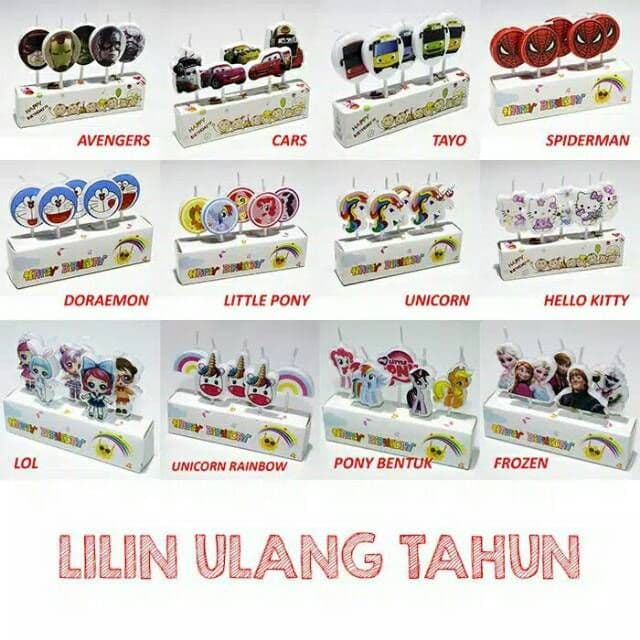 JT - Lilin Ulang Tahun Karakter isi 5 PCS BABY SHARK LOL UNICORN PONY FORZEN ELSA