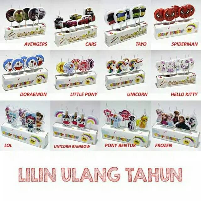 TGM - Lilin Ulang Tahun Karakter isi 5 PCS BABY SHARK LOL UNICORN PONY FORZEN ELSA