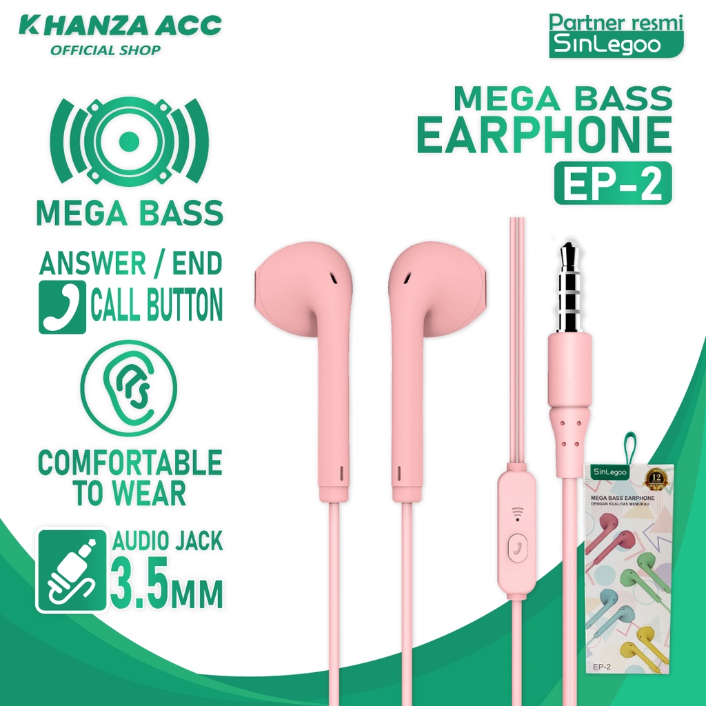 KHANZAACC SINLEGOO EP-2 Earphone In Ear Candy Edition Mega Bass Clear Sound