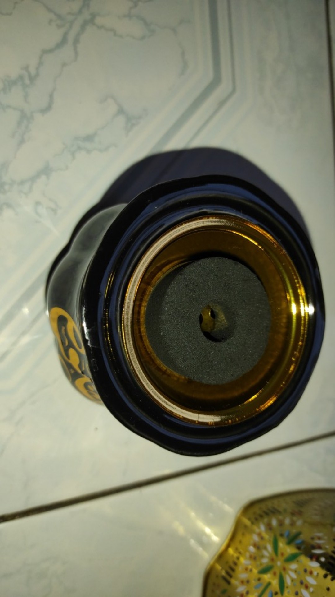 Tempat Bakar Dupa Mabkharah Keramik Arab Kaligrafi Model Tabung 8x10cm