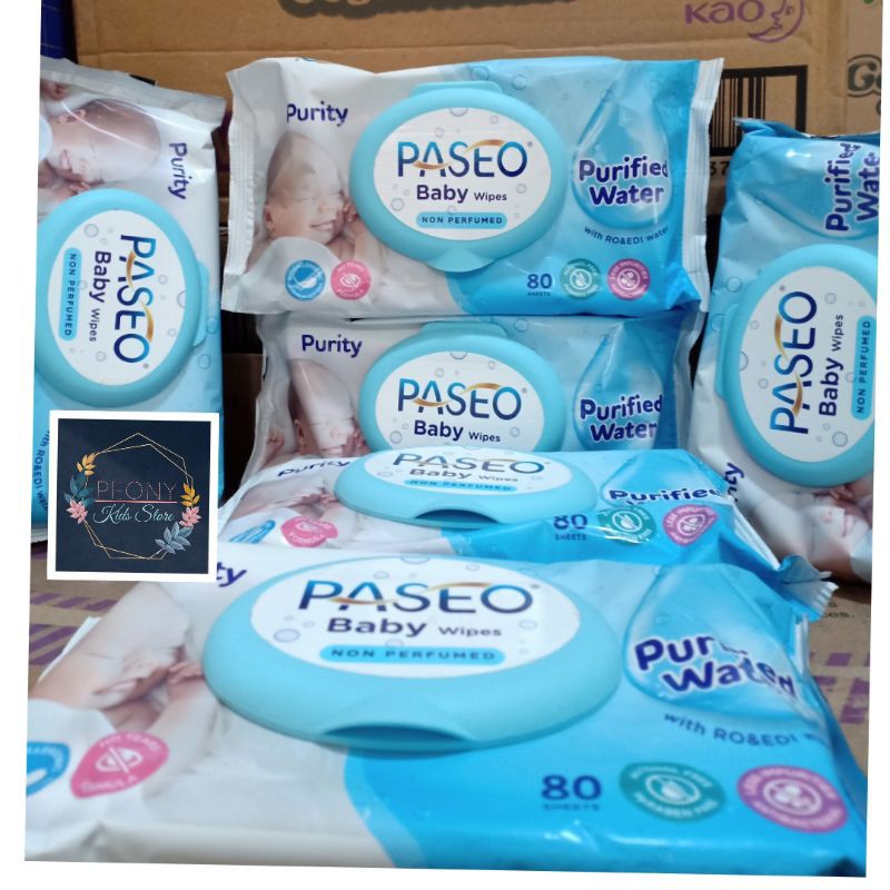 Paseo Purity Baby Wipes Non Perfumed 80s Tisu Tisue Tissue Basah Bayi purified water 80 s