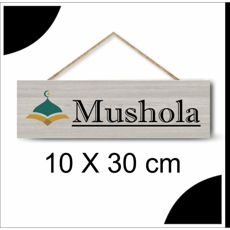 gantungan pintu mushola/hiasan dinding mushola/gantungan nama mushola/dekorasi ruangan papan mdf 10x