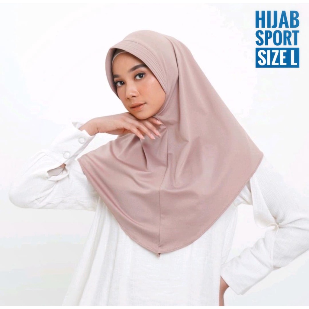 Jilbab Hamidah Sport Jumbo / Kerudung Volly Ukuran Besar / Hijab Instan Olahraga Size L