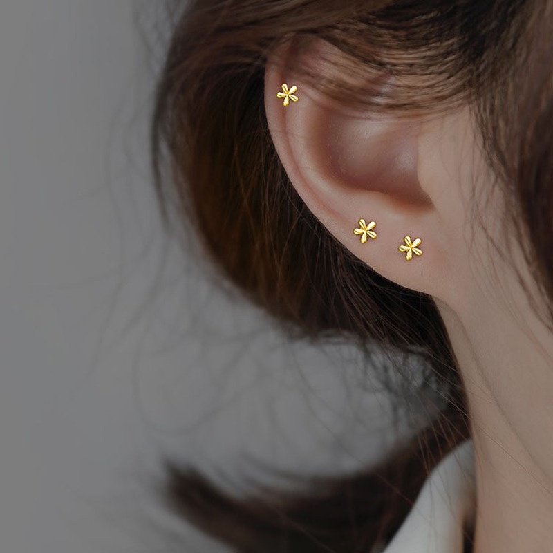 Magic789 Anting Tusuk Sterling Silver 925 Model Bunga Mini Gaya Korea Untuk Wanita