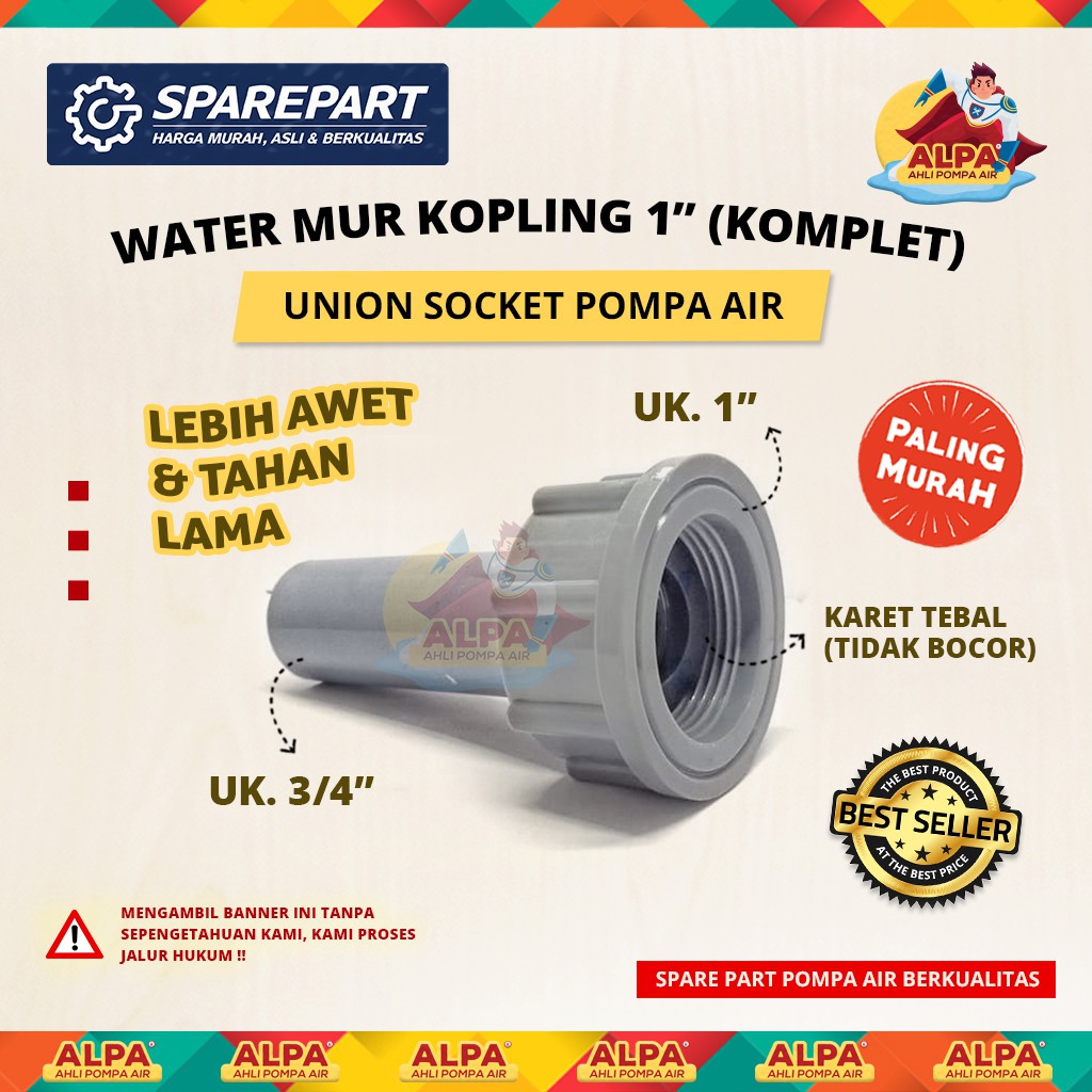 Jual Water Mur Kopling Inch Union Socket Pompa Air Completed