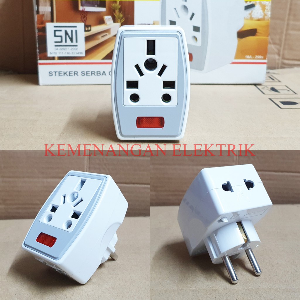 MITSUI VENUS MB 272 STEKER T SERBAGUNA CABANG 3 LAMPU FUSED (ADA SEKRING PENGAMAN) SNI