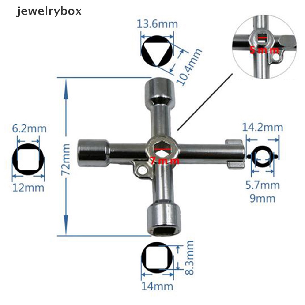 (jewelrybox) Kunci 4 Arah Untuk Kotak Meteran Gas / Air / Lemari / Kabinet Elektrik