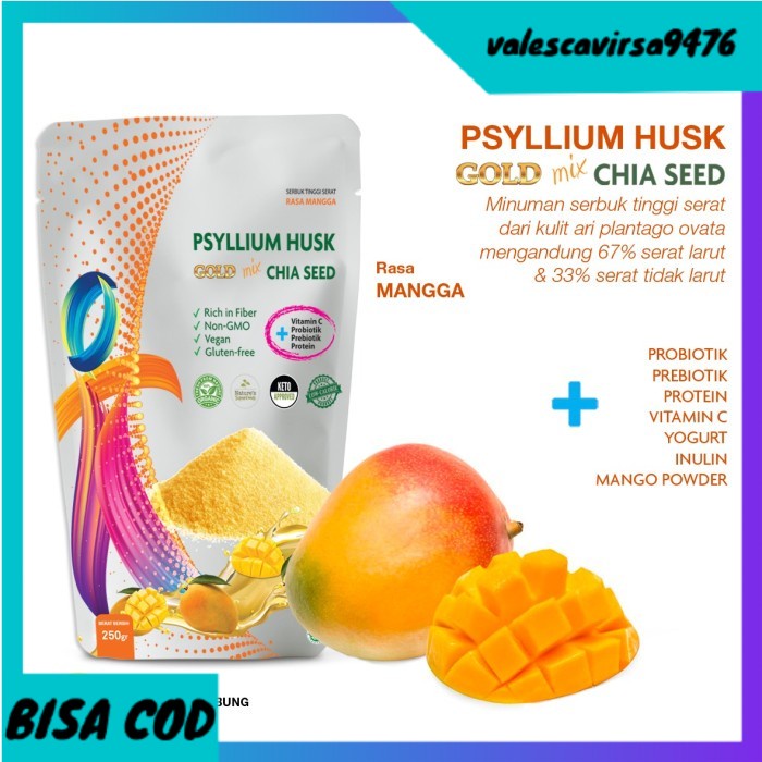 

⭐BISA COD⭐ PSYLLIUM CHIA SEEDS VITAMIN C PROTEIN PROBIOTIK | RASA MANGGA |250 gr