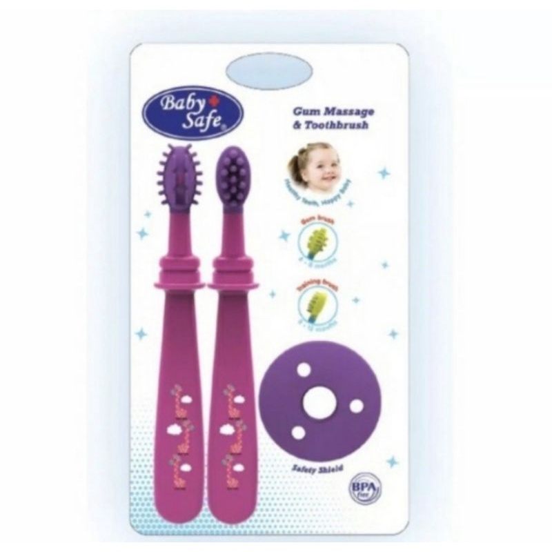 Baby Safe Gum Massage &amp; Toothbrush - Baby safe Sikat Lidah + Sikat Gigi Susu Anti Sedak Silikon Anti KUMAN TB003