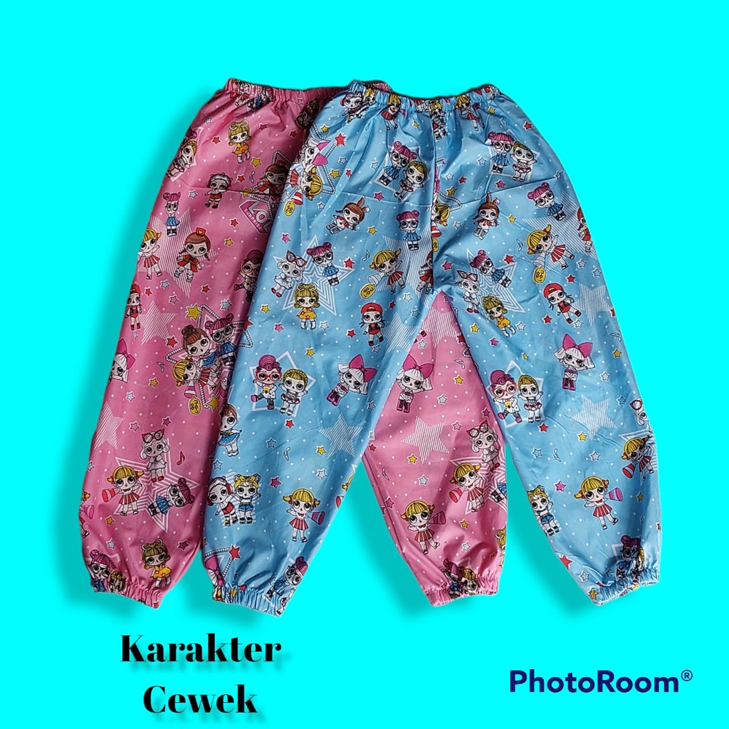 Joger Jogger Anak Karakter Celana Panjang Kerut usia 1,2,3,4,5,6,7,8,9 tahun