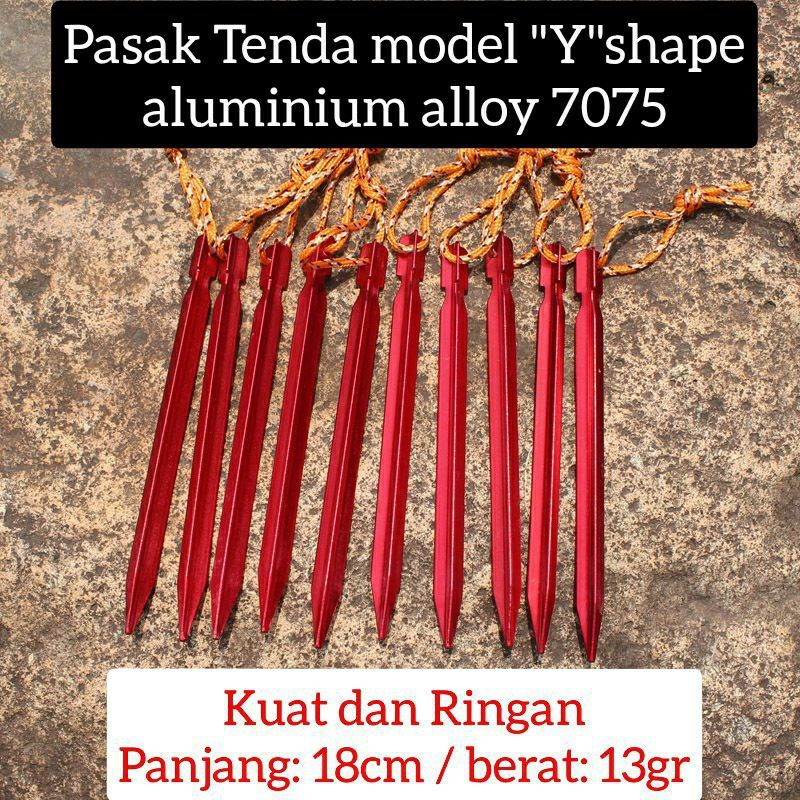 Pasak tenda aluminium alloy 7075 model Y stake shape kuat ringan