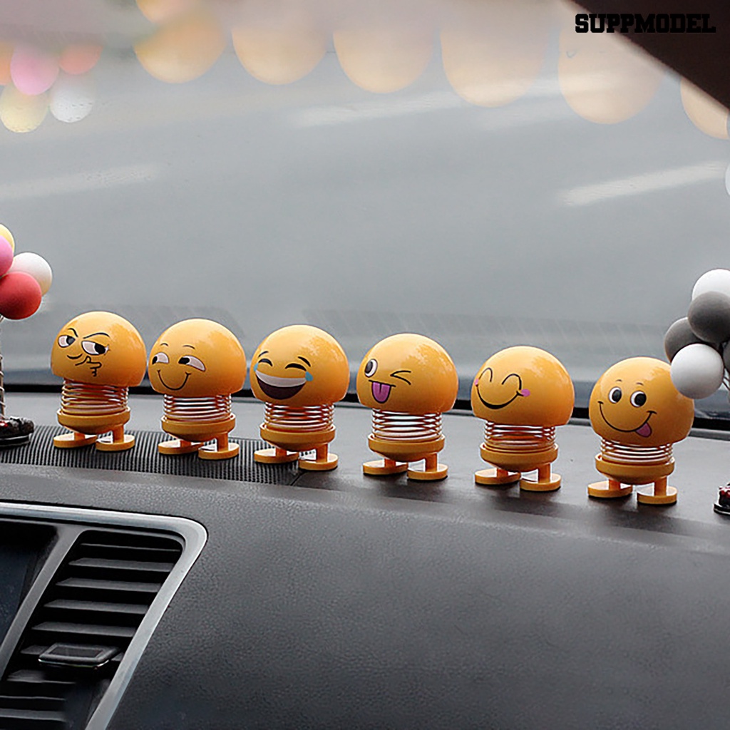 Suppmodel Boneka Pegas Smiley Face Kepala Bergoyang Untuk Dashboard Mobil