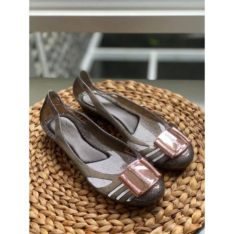 Sale❣️ URBAN&CO ORIGINAL SAYURI SEPATU BALET NYAMAN JELLY PEWTER KERJA CASUAL SANTAI PESTA HITAM FLA