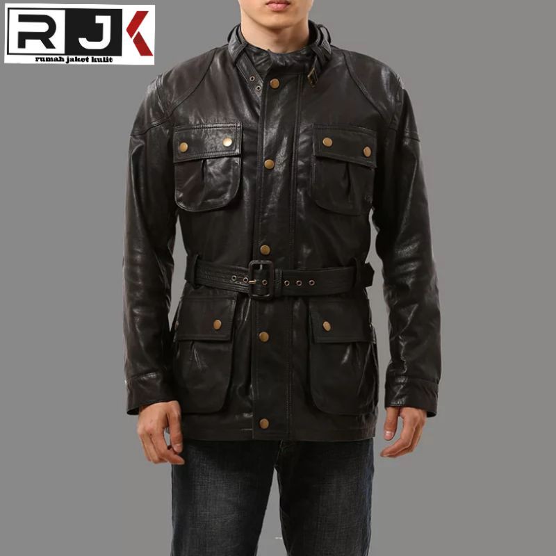 JAKET KULIT PANJANG ASLI DOMBA GARUT | JUBAH KULIT | JAKET KULIT SAFARI WARNA HITAM MURAH