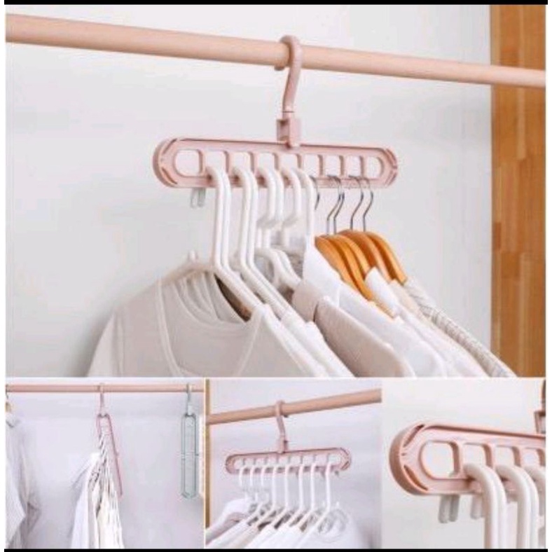 GANTUNGAN BAJU 9 LUBANG / MAGIC HANGER PAKAIAN 9 LUBANG / GANTUNGAN MULTIFUNGSI 9 LUBANG