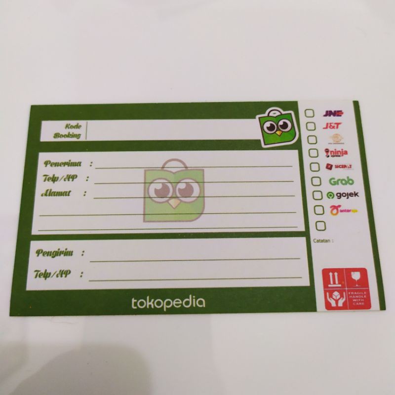 

stiker pengiriman online shop/stiker label pengiriman olshop Toped