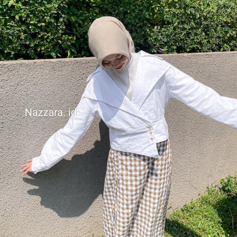 Yoonwoo Blazer / Blazer casual wanita / Outer linen by Nazzara.id