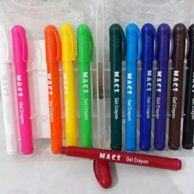 Krayon MACS Gel Crayon 12 Color/Warna Aman untuk anak dan Mudah dibersihkan Washable - 1 set