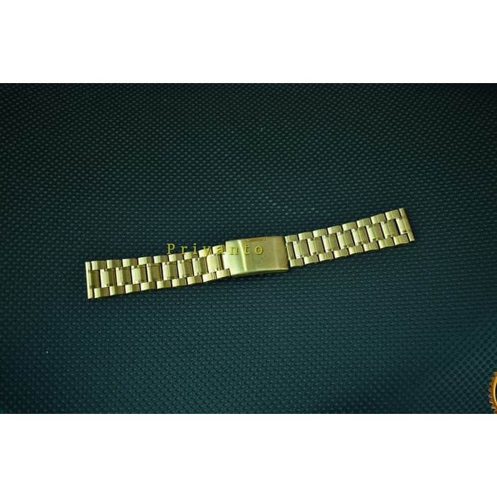 TALI JAM RANTAI 18 20 22mmMETAL STAINLESS STELL THICK WATCH STRAP GOLD