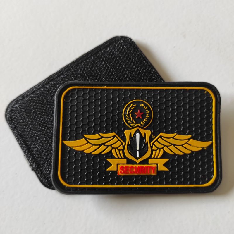 PATCH RUBBER LOGO WING'S SECURITY SATPAM/TEMPELAN EMBLEM KARET VELCRO