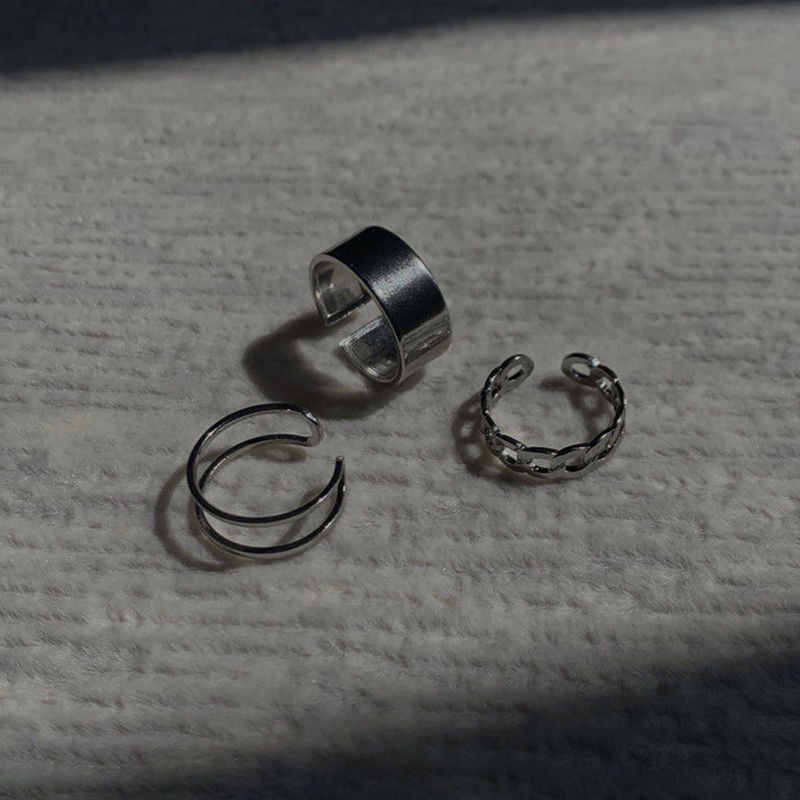 [Ready Stock] 3 Pcs/set Cincin Wanita Pria Korea ins Ring Silver Gaya Punk Hip Hop Unisex Aksesoris Jewelry Fashion Murah Hadiah Ulang Tahun COD