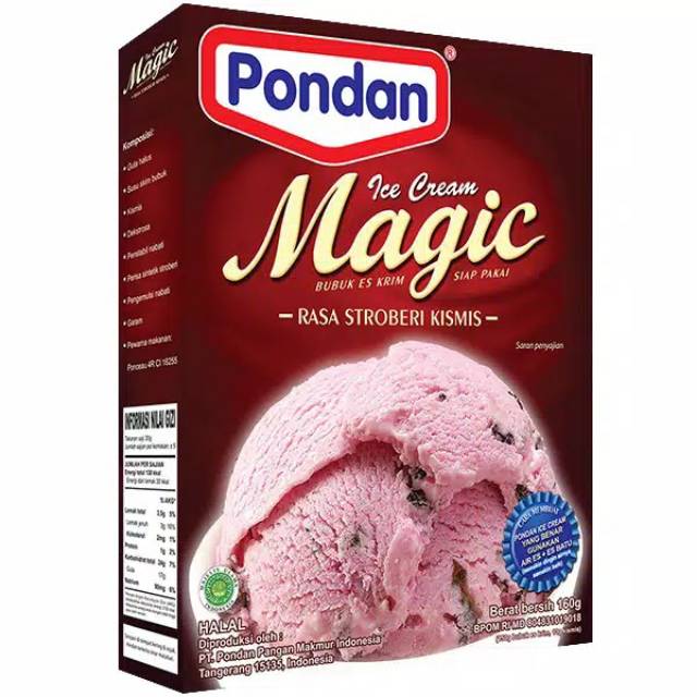 

Pondan Ice Cream Magic Rasa Stroberi Kismis - Bubuk Es Krim 160g