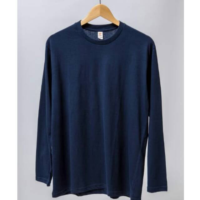 Kaos Polos Lengan Panjang Biru Dongker combed 30s