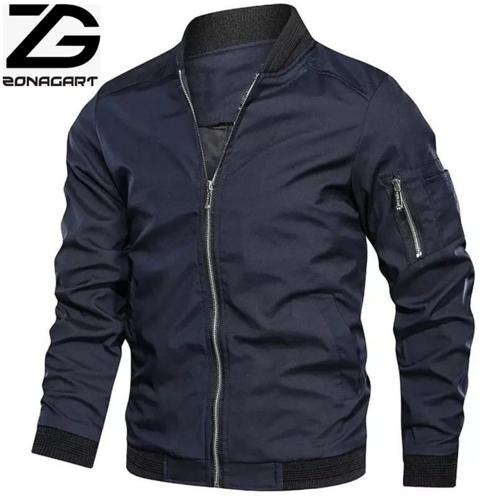 Jaket Polos/ Jaket Bomber pria/ Jaket Casual seragam/ Jaket Bisbol