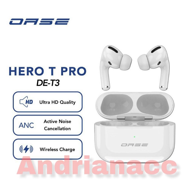 HEADSET OASE HERO T PRO DE-T3 WIRELESS STEREO ULTRA HD AUDIO WIRELESS CHARGE GARANSI RESMI