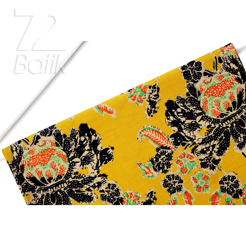 KAIN BATIK KATUN Premium Motif Burung Warna Kuning Hitam Hijau Orange 721023 Cap 72 Jarik Jarit Samping Kebat Panjang Batik Katun Modern Premium Bahan Seragam Batik Pernikahan Kantor Keluarga Murah Kamen Jadi Batik Bali Lembaran