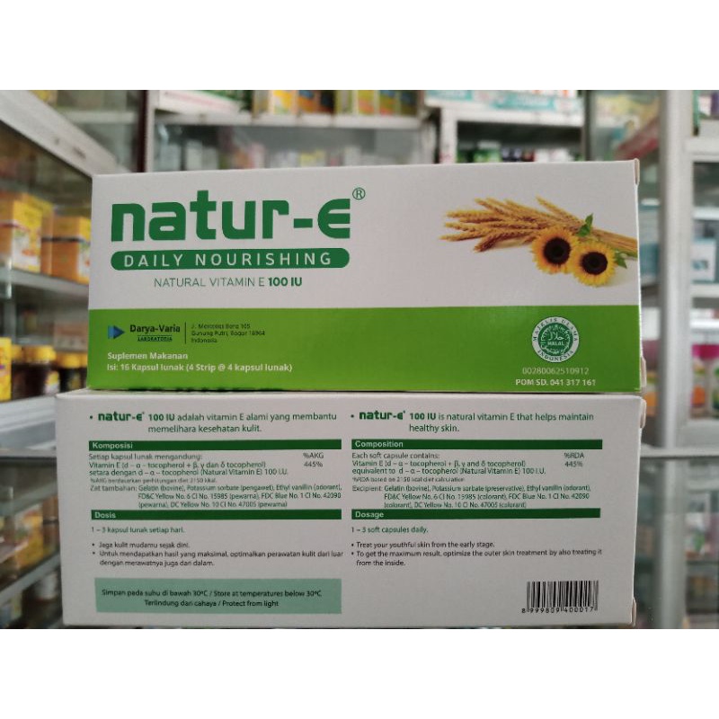 Natur-E Isi 16 Kapsul | 4 Strip @4 Kapsul | Natural Vit E 100 IU - ED 05/2024