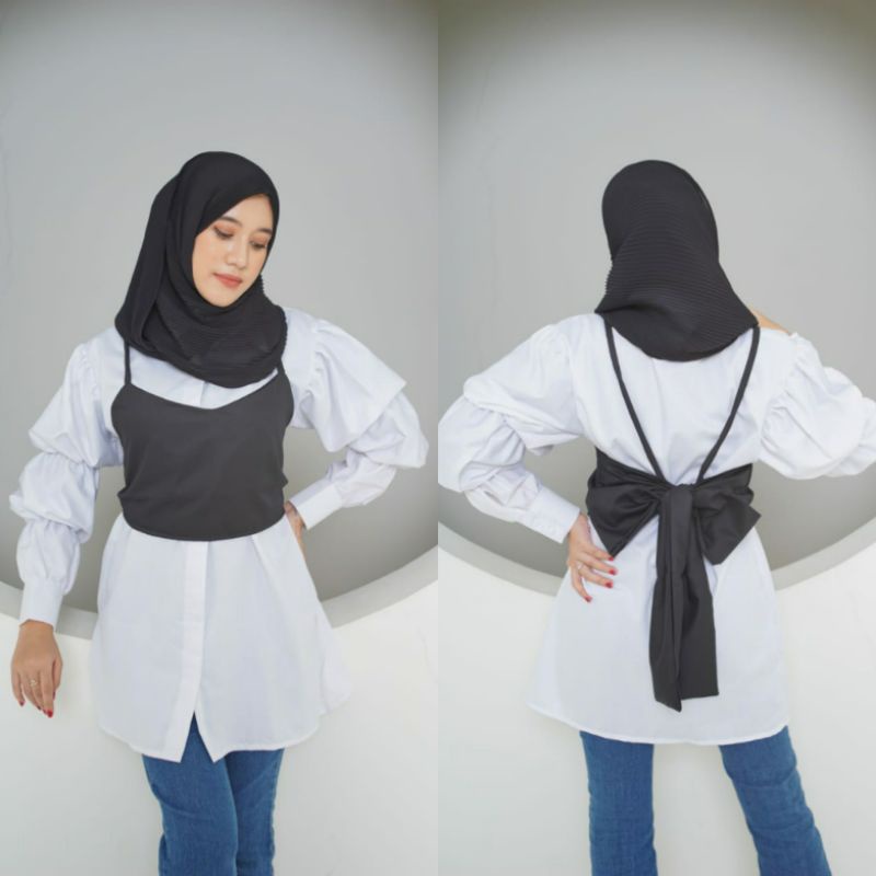 Baju korean style wanita | Blouse korea | Atasan korea | Baju lengan balon | Kemeja lengan balon | B