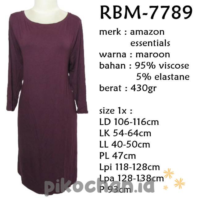 PIKOCHAN.ID RBM-7789 DRESS AMAZON ESSENTIALS BIGSIZE JUMBO - PILIH SIZE