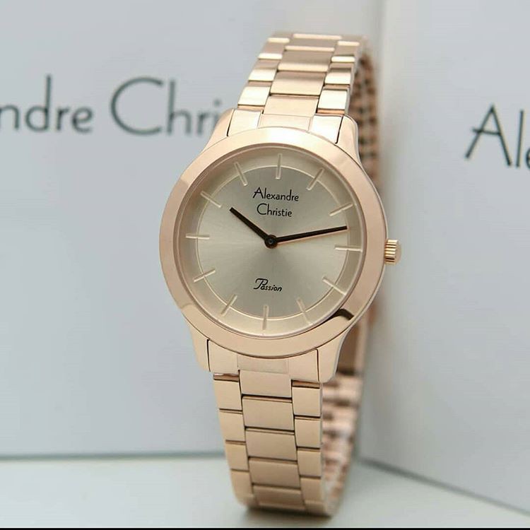 Alexandre Christie AC2834 Original Jam Tangan Wanita Full Rose Gold